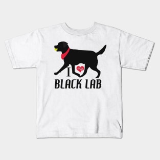 Black Lab Pattern in Purple Black Labs with Hearts Dog Patterns Kids T-Shirt